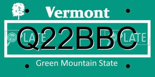 Q22BBC Vermont License Plate