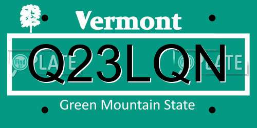 Q23LQN Vermont License Plate