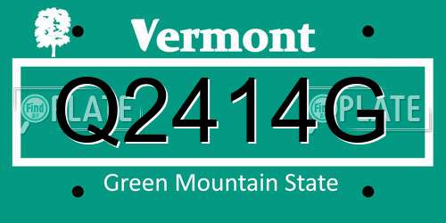 Q2414G Vermont License Plate