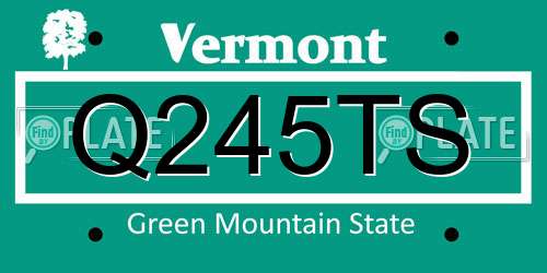 Q245TS Vermont License Plate