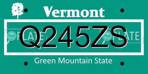 Q245ZS Vermont License Plate
