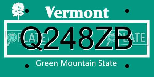 Q248ZB Vermont License Plate