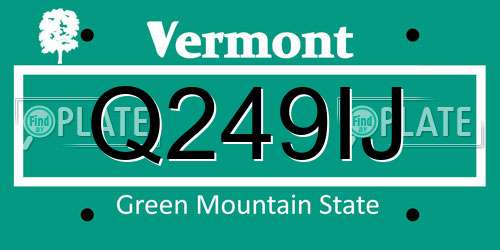 Q249IJ Vermont License Plate