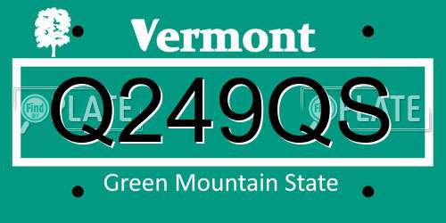 Q249QS Vermont License Plate