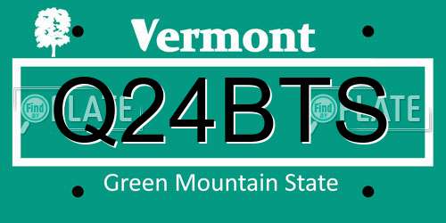 Q24BTS Vermont License Plate