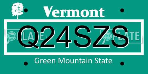 Q24SZS Vermont License Plate