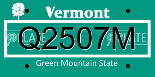 Q2507M Vermont License Plate
