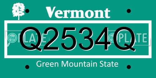 Q2534Q Vermont License Plate