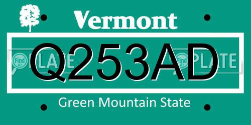 Q253AD Vermont License Plate