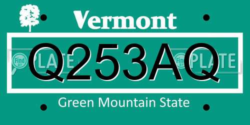Q253AQ Vermont License Plate