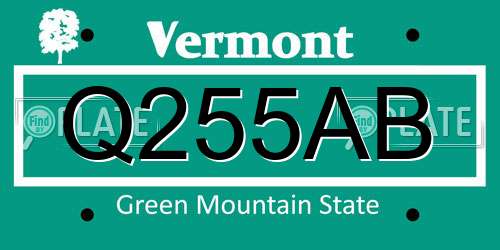 Q255AB Vermont License Plate