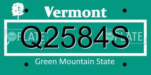 Q2584S Vermont License Plate