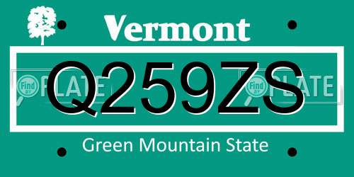 Q259ZS Vermont License Plate