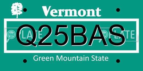 Q25BAS Vermont License Plate