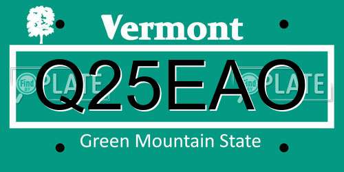 Q25EAO Vermont License Plate