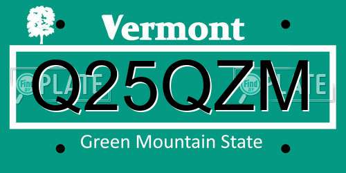 Q25QZM Vermont License Plate