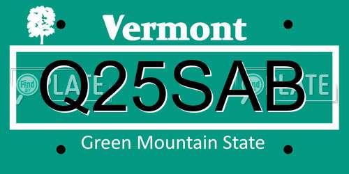 Q25SAB Vermont License Plate