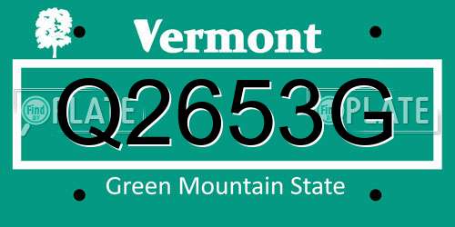 Q2653G Vermont License Plate