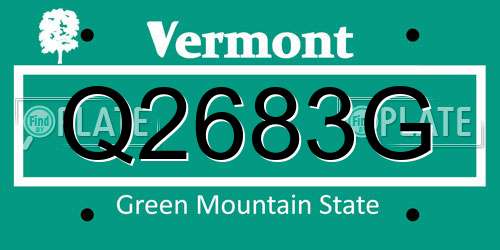 Q2683G Vermont License Plate