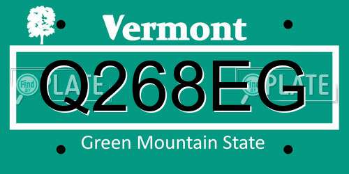 Q268EG Vermont License Plate