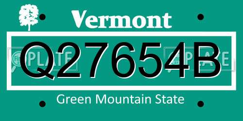 Q27654B Vermont License Plate