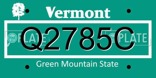 Q2785C Vermont License Plate