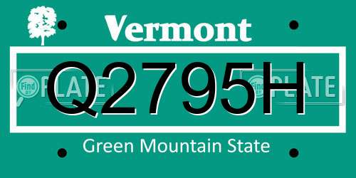 Q2795H Vermont License Plate
