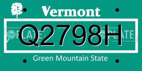 Q2798H Vermont License Plate