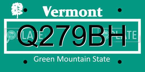 Q279BH Vermont License Plate