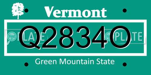 Q2834O Vermont License Plate