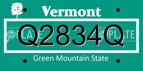 Q2834Q Vermont License Plate