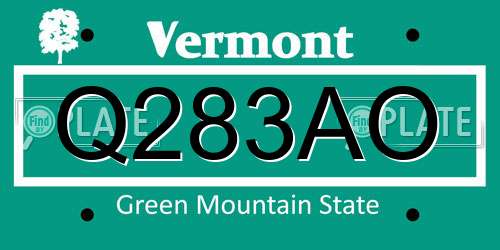 Q283AO Vermont License Plate