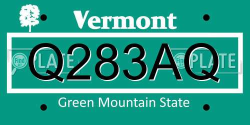 Q283AQ Vermont License Plate