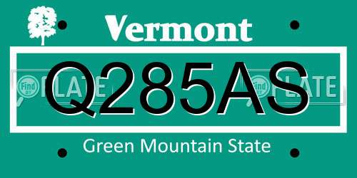 Q285AS Vermont License Plate