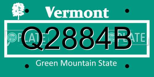 Q2884B Vermont License Plate