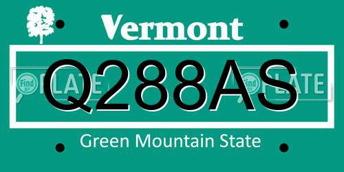 Q288AS Vermont License Plate