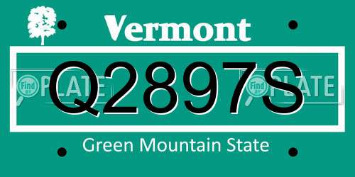Q2897S Vermont License Plate
