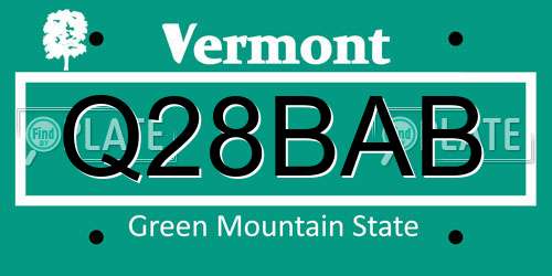 Q28BAB Vermont License Plate