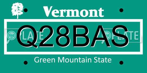 Q28BAS Vermont License Plate