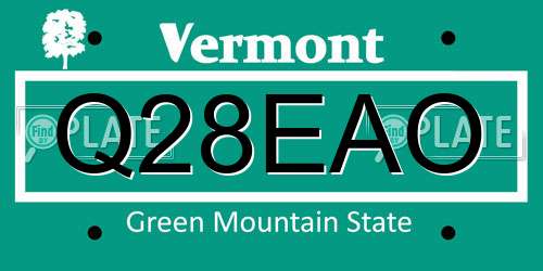 Q28EAO Vermont License Plate
