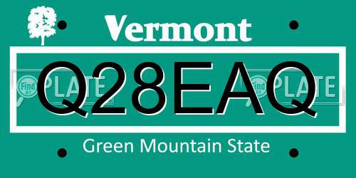 Q28EAQ Vermont License Plate