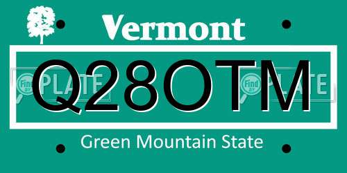 Q28OTM Vermont License Plate