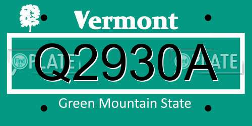 Q2930A Vermont License Plate