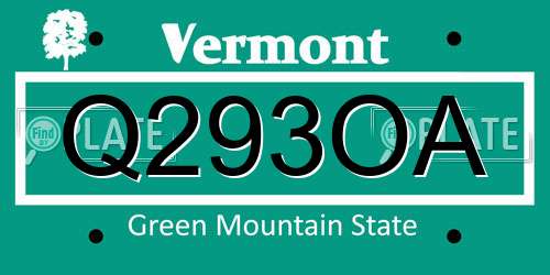 Q293OA Vermont License Plate