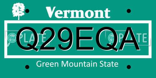 Q29EQA Vermont License Plate