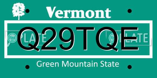 Q29TQE Vermont License Plate