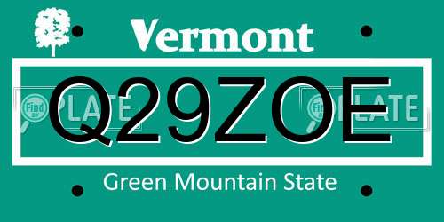 Q29ZOE Vermont License Plate