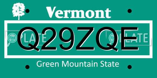 Q29ZQE Vermont License Plate
