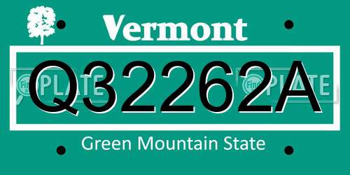 Q32262A Vermont License Plate