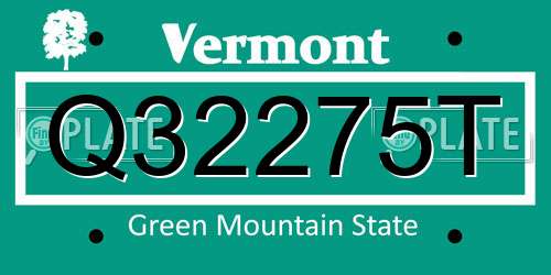 Q32275T Vermont License Plate